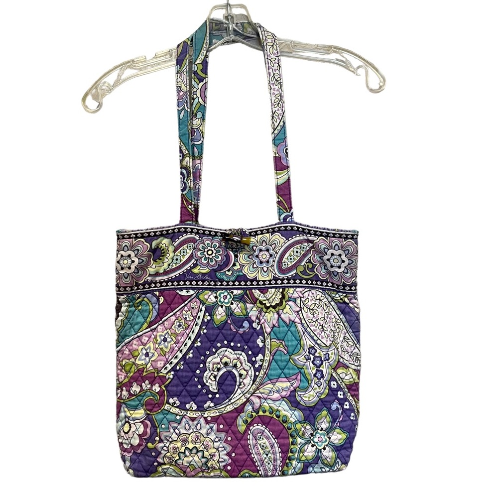 Vera Bradley toggle tote shoulder bag heather purple paisley print